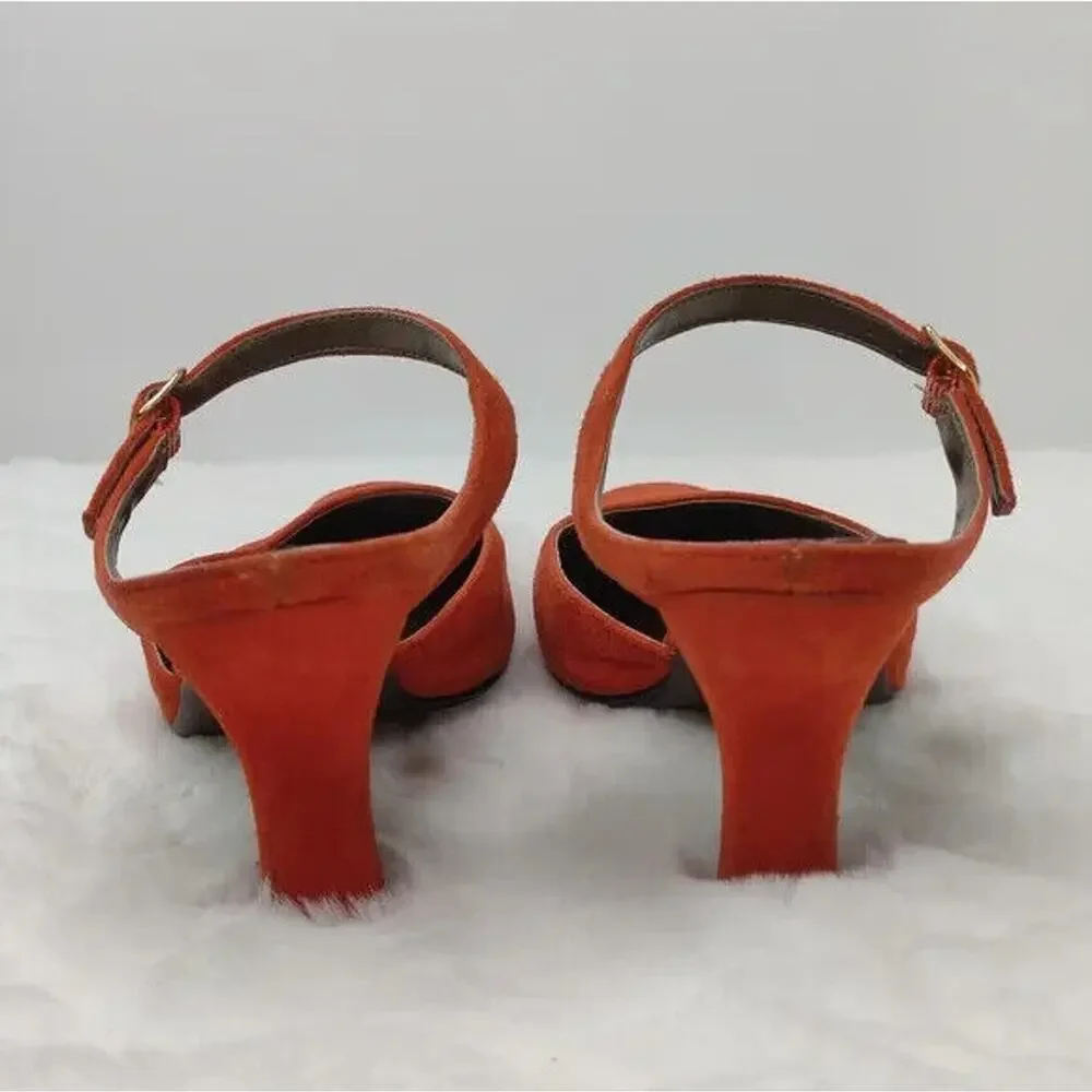 Vintage Orange suede Mary Jane Mule Sz 8 by Bellini